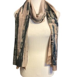 Beige and Dark blue Scarf